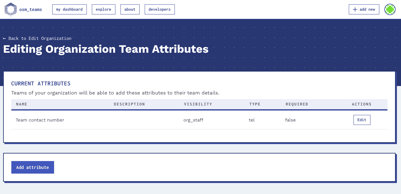 Edit organization team attributes Edit organization team attributes